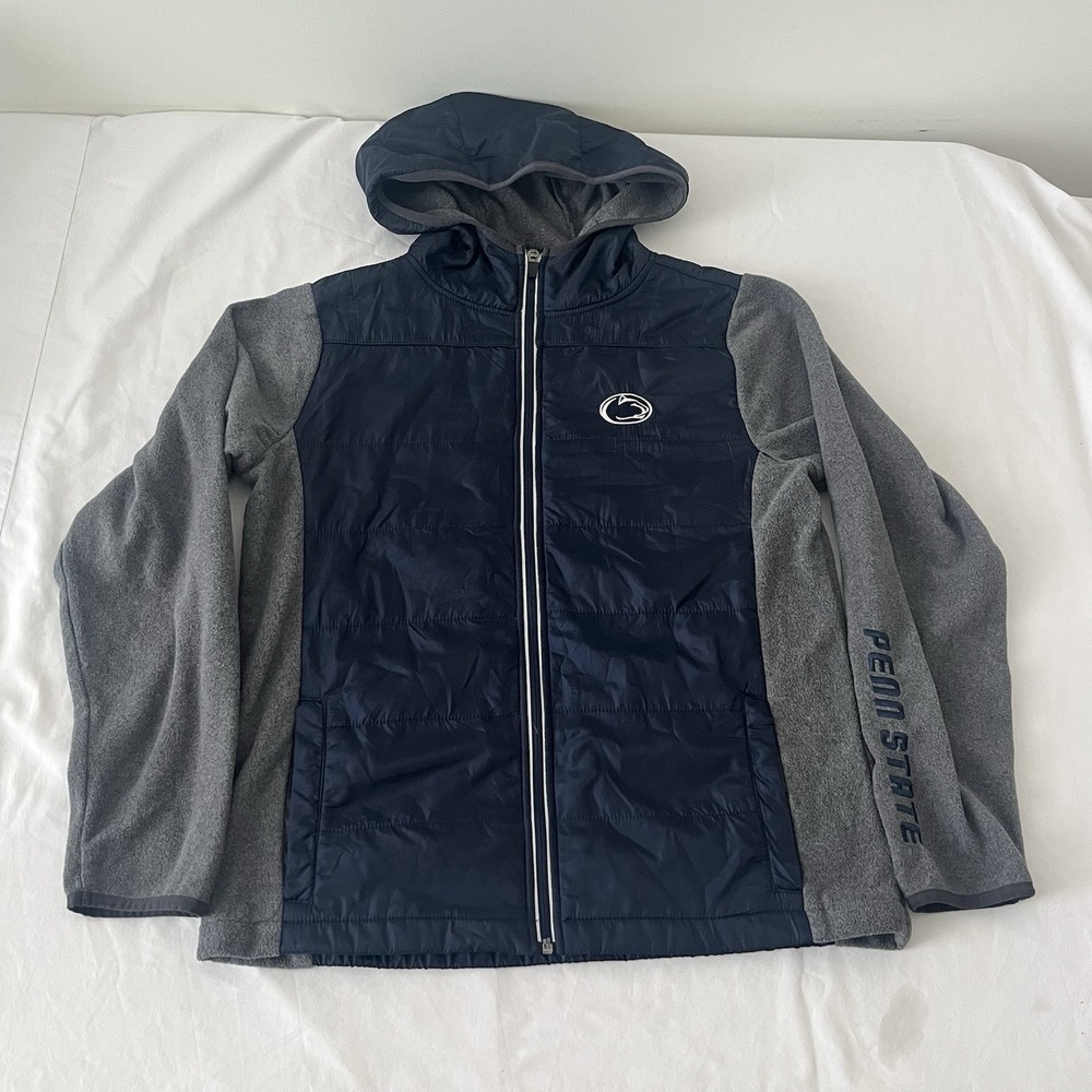 Vintage Penn State Nittany Lions College Puffer Jacket YOUTH Large Blue 90s